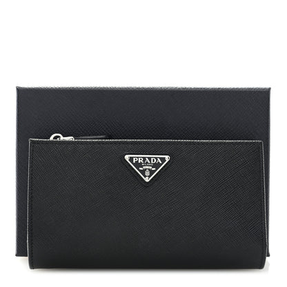 Prada Saffiano Metal Large Zip Wallet Black 7 of 7