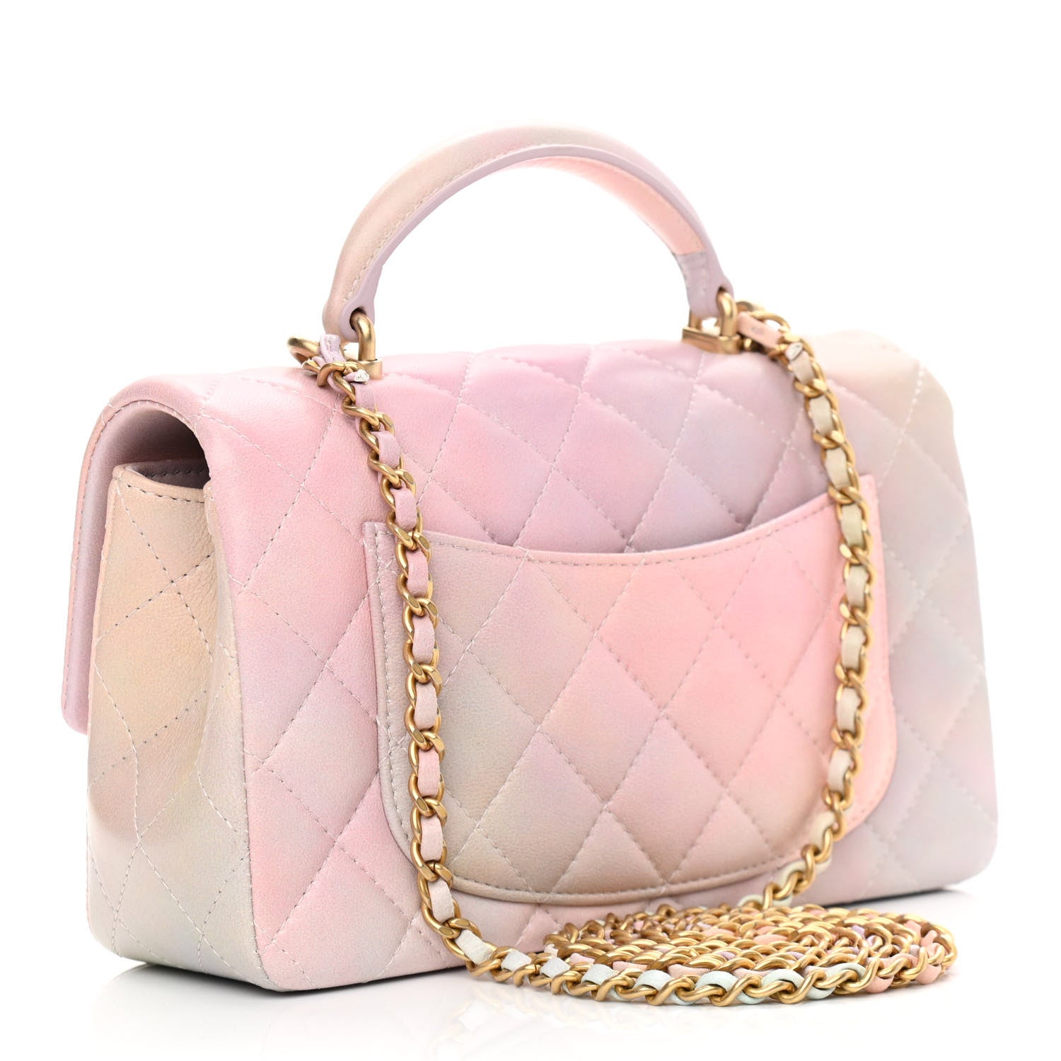 Chanel Lambskin Quilted Ombre Mini Top Handle Rectangular Flap Pink Multicolor 3 of 10