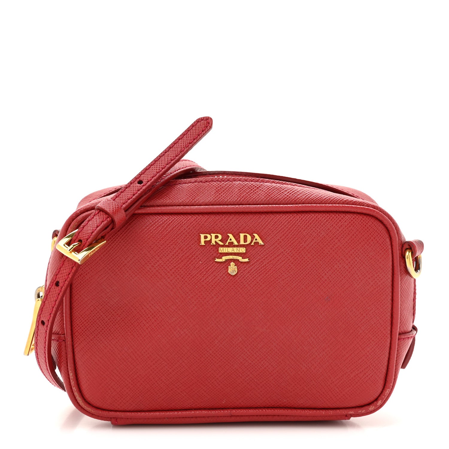 Prada Saffiano Mini Camera Crossbody Bag Fuoco 1 of 17