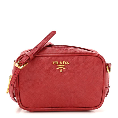 Prada Saffiano Mini Camera Crossbody Bag Fuoco 1 of 17