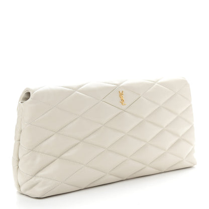 Saint Laurent Lambskin Quilted Sade Puffer Envelope Clutch White 3 of 8