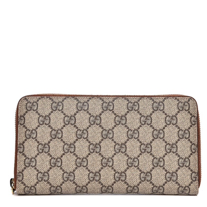 Gucci GG Supreme Monogram Cuoio Toscano Zip Around Organizer Wallet Beige Ebony Cuir 1 of 15