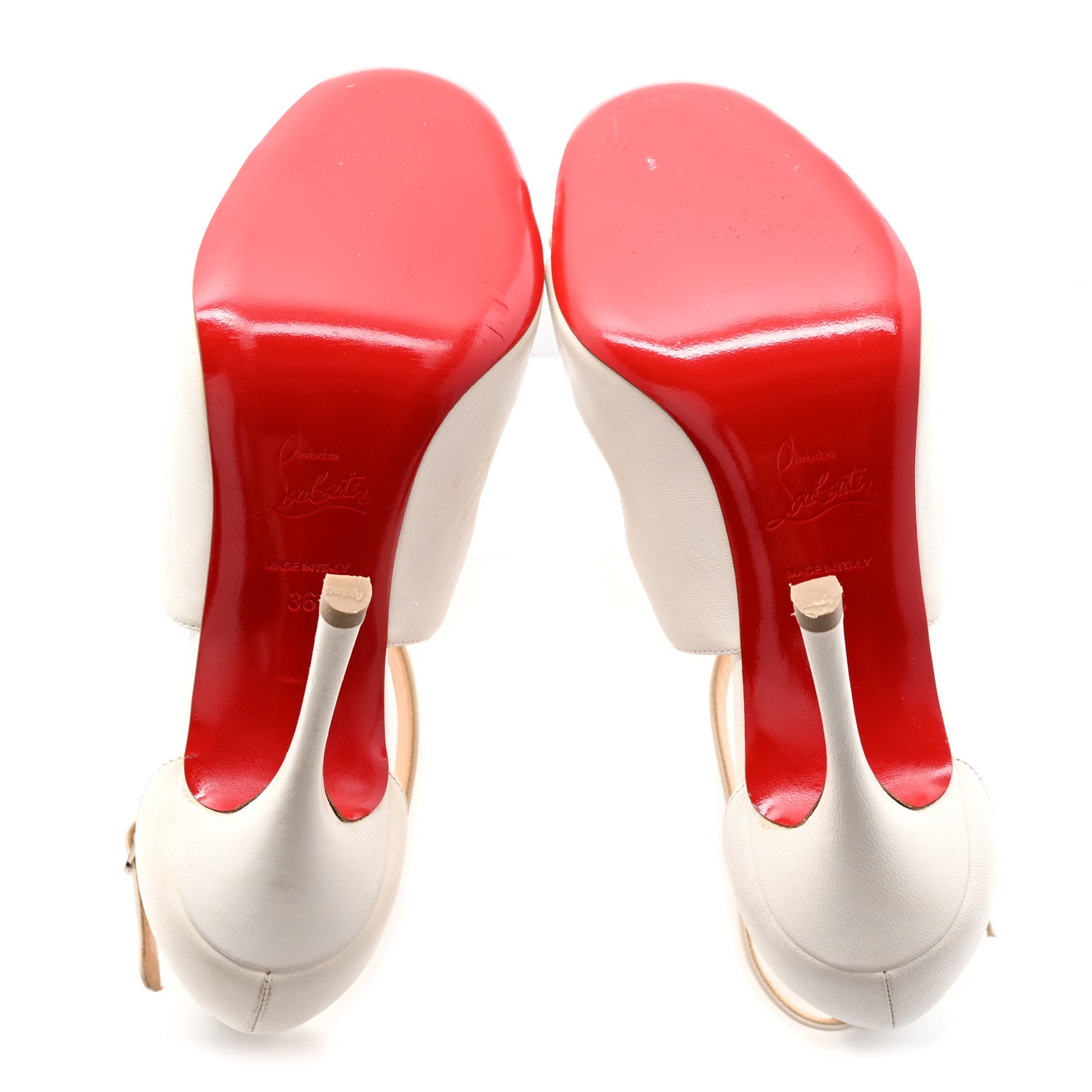 Christian Louboutin Shiny Nappa Malefissima 100 Sandals 36 Latte