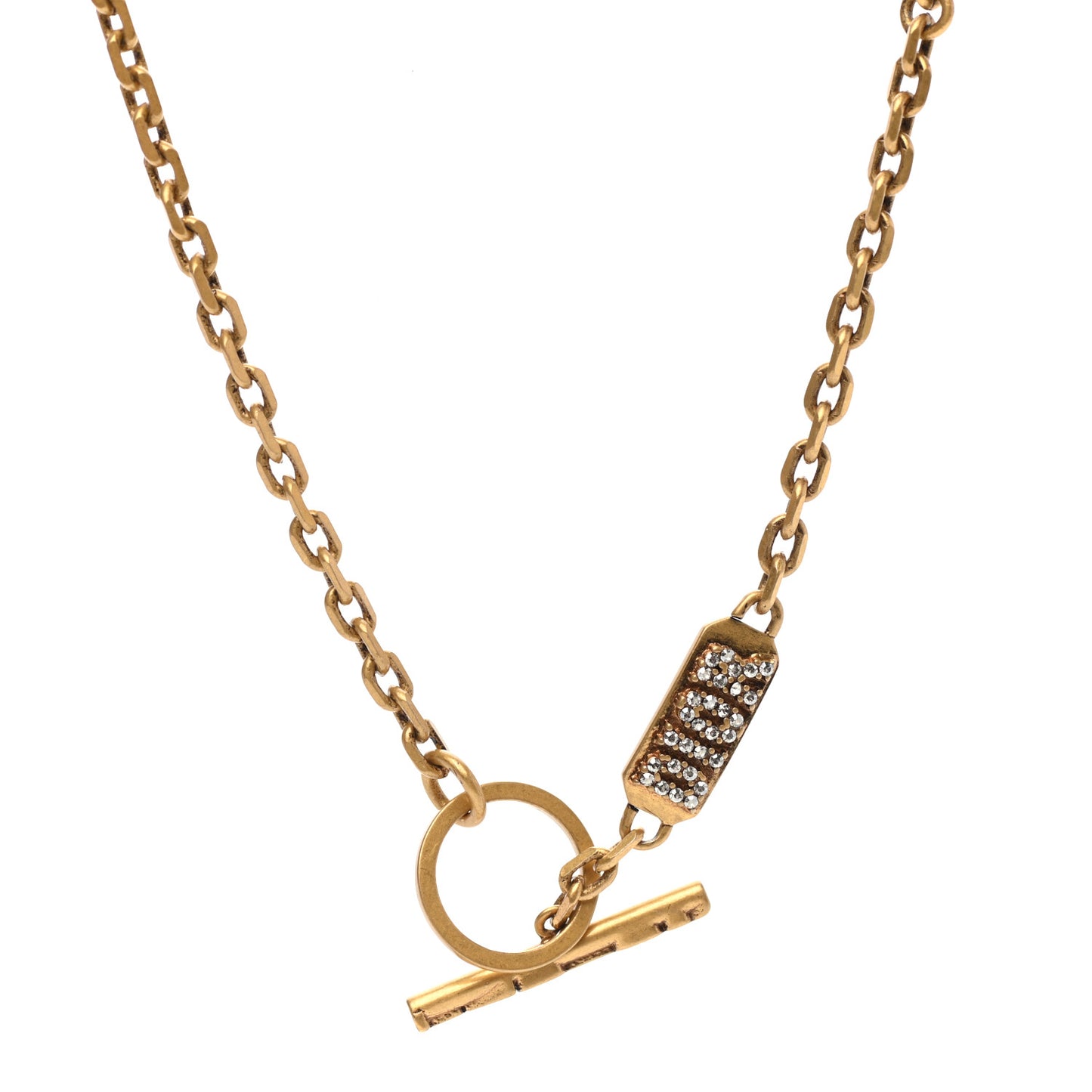 Crystal Logo Chain Necklace Gold Silver