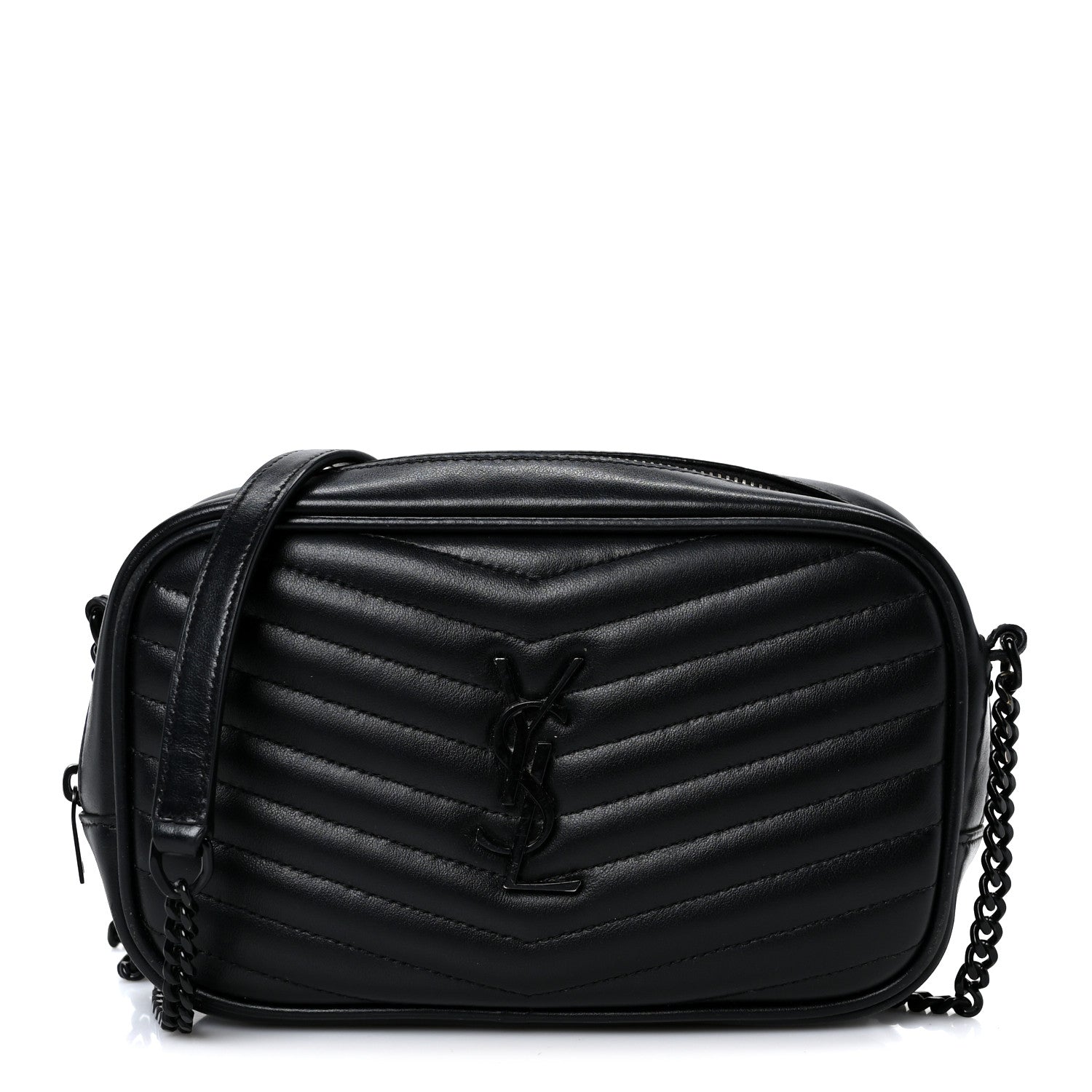 Saint Laurent Calfskin Matelasse Monochrome Monogram Mini Lou Camera Bag Black 1 of 10