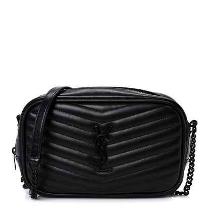 Saint Laurent Calfskin Matelasse Monochrome Monogram Mini Lou Camera Bag Black 1 of 10