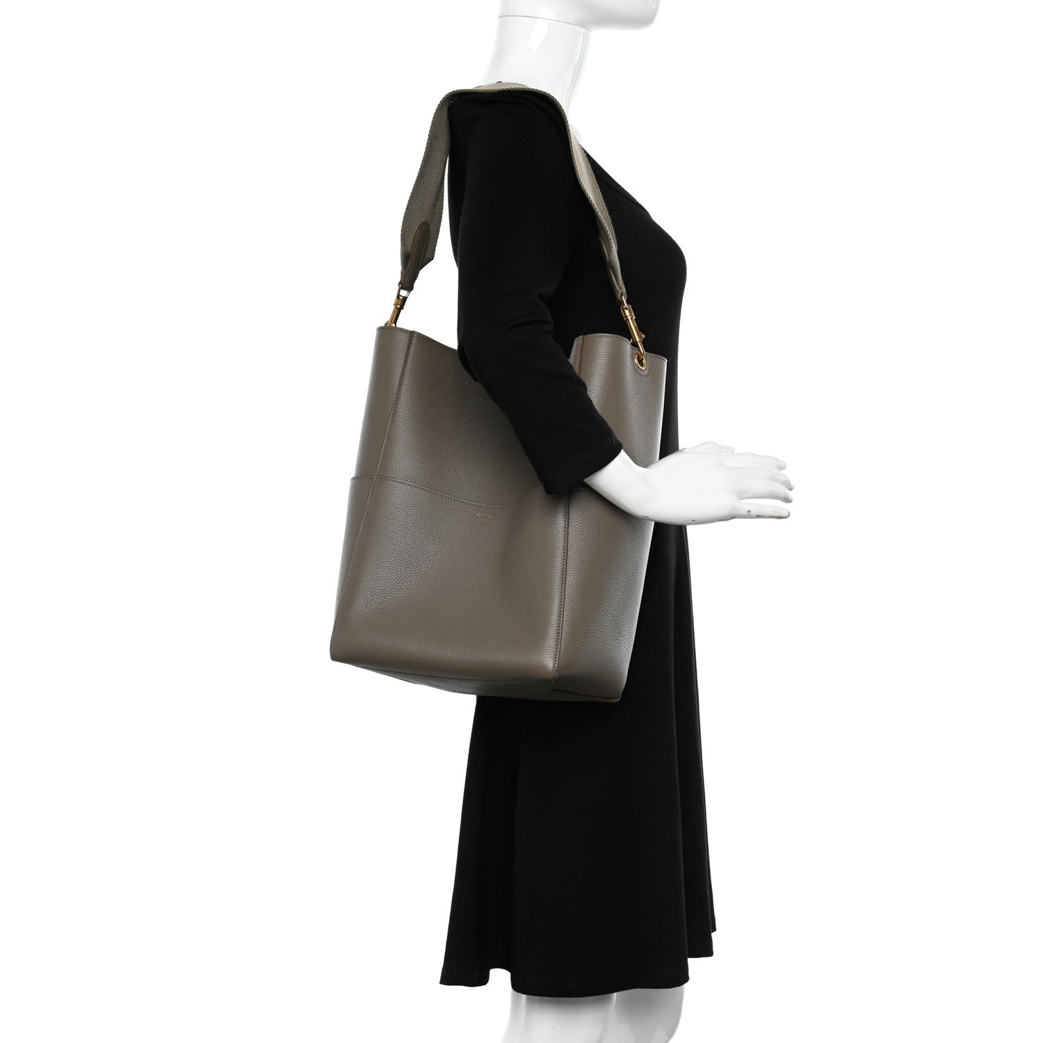 Celine Soft Grained Calfskin Sangle Bucket Bag Taupe 2 of 10