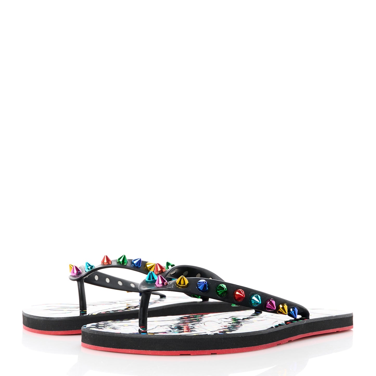 Rubber Spike Loubi Donna Flip Flop 38 Black Multicolor