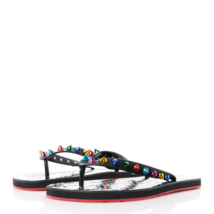 Christian Louboutin Rubber Spike Loubi Donna Flip Flop 38 Black Multicolor 3 of 8