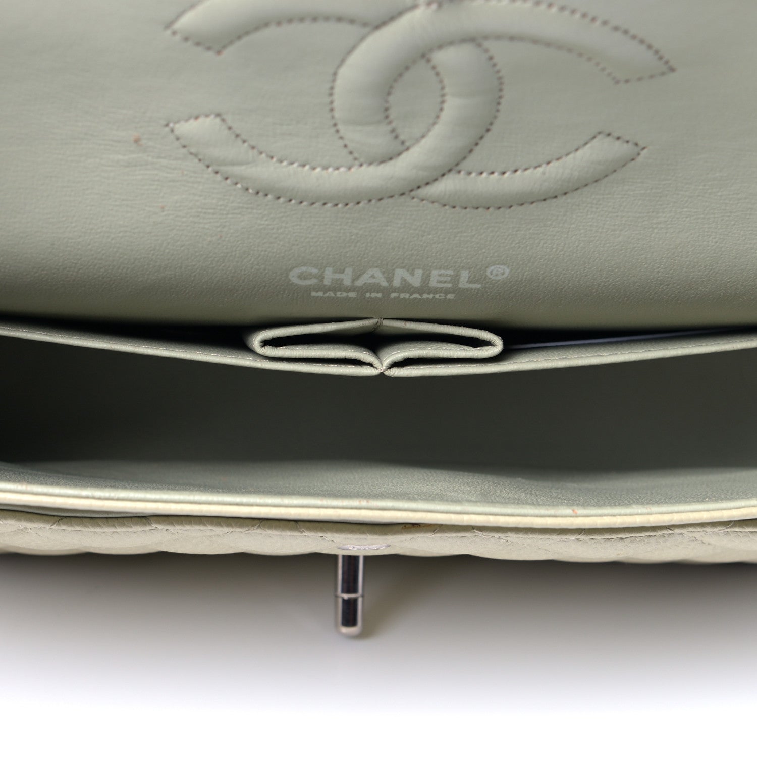 Chanel Caviar Quilted Medium Double Flap Light Green 4 of 6