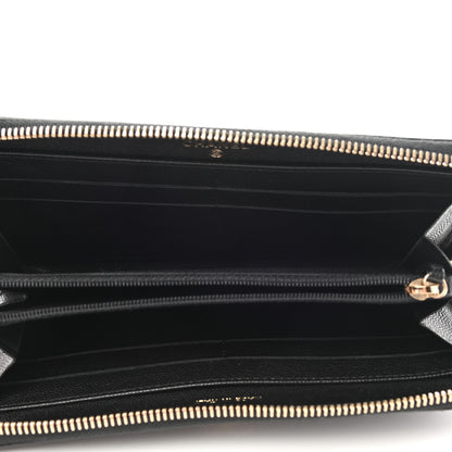 Chanel Caviar Camellia Embossed Large Zip Around Gusset Wallet Black 5 of 9
