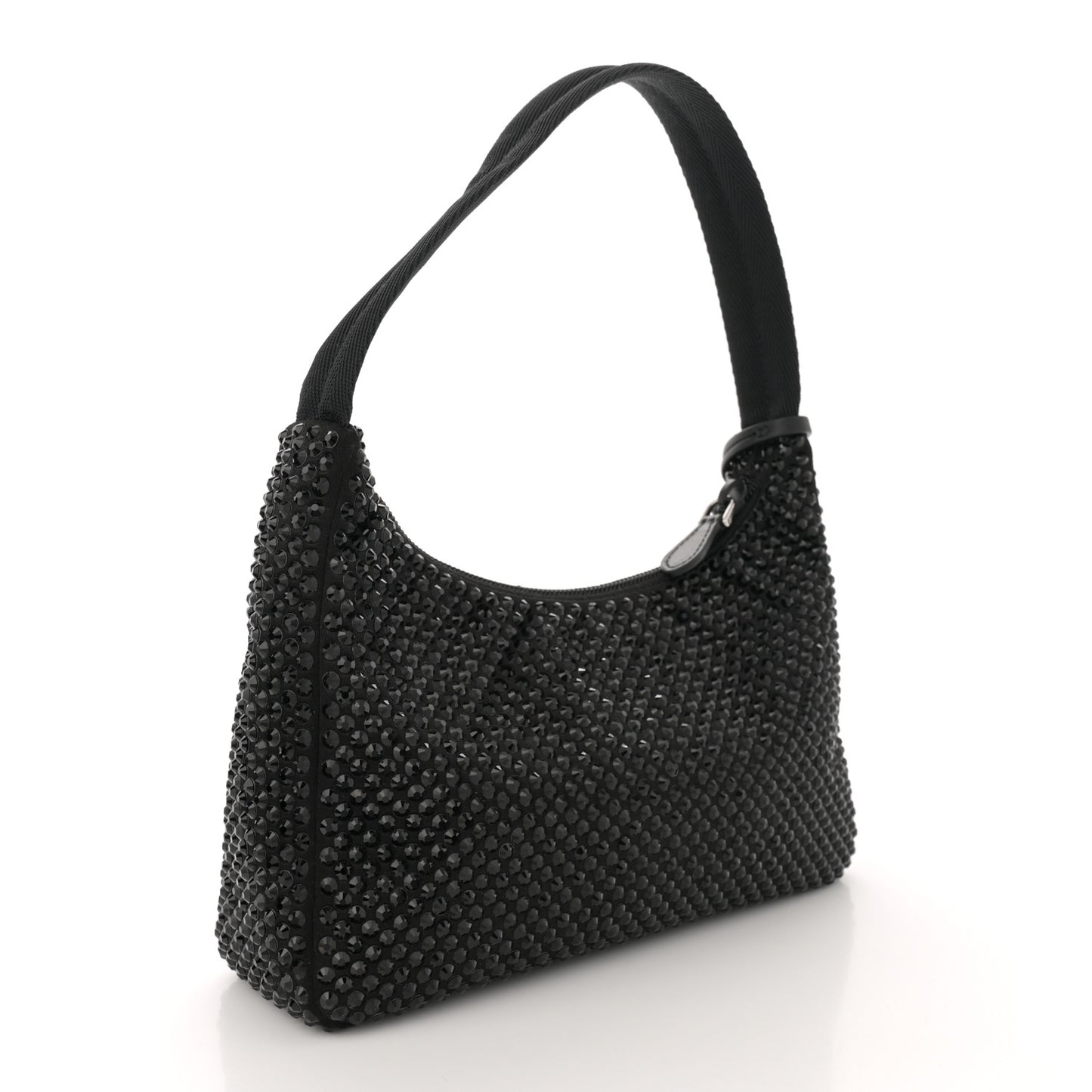 Satin Crystal Mini Re-Edition 2000 Bag Black