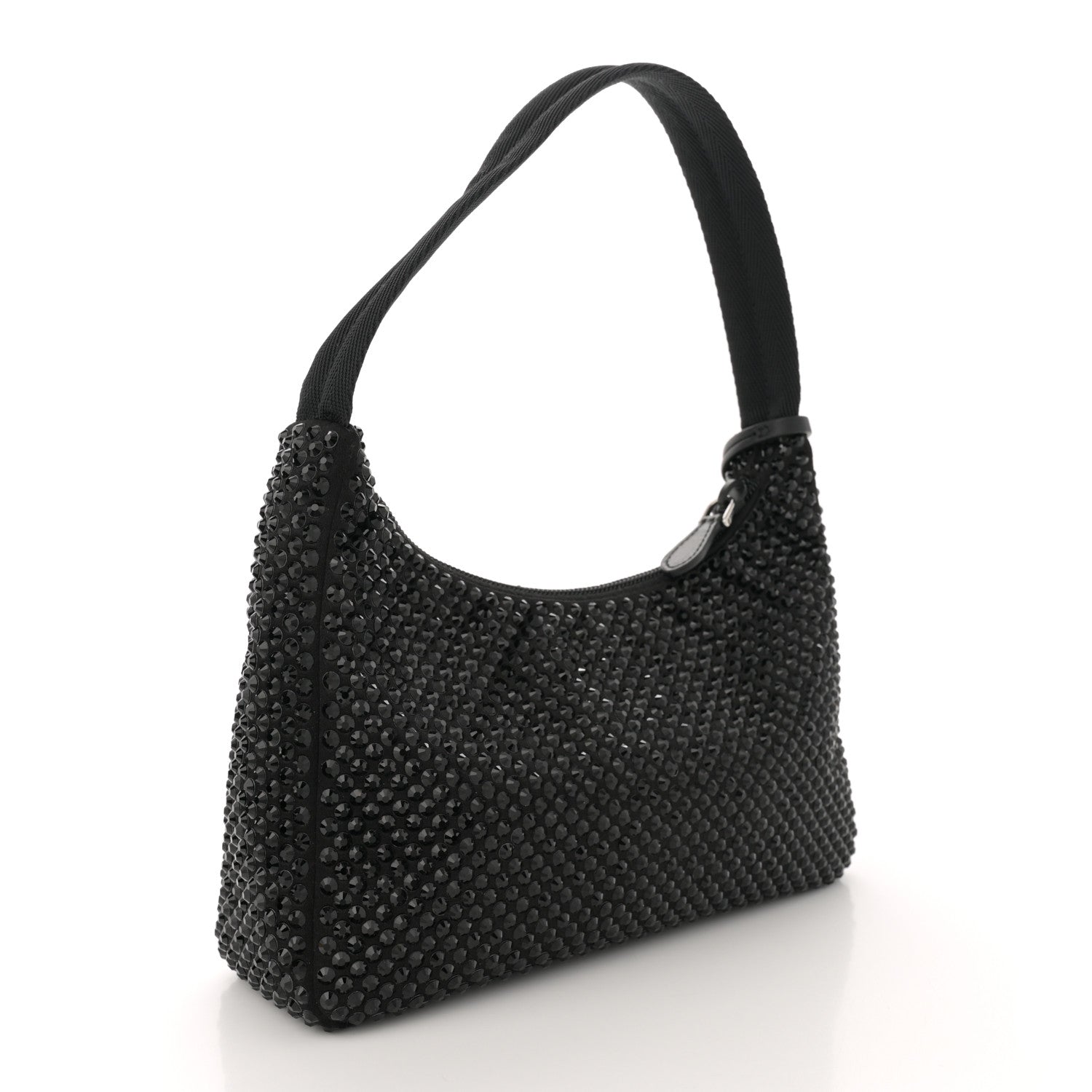 Prada Satin Crystal Mini Re-Edition 2000 Bag Black 3 of 10