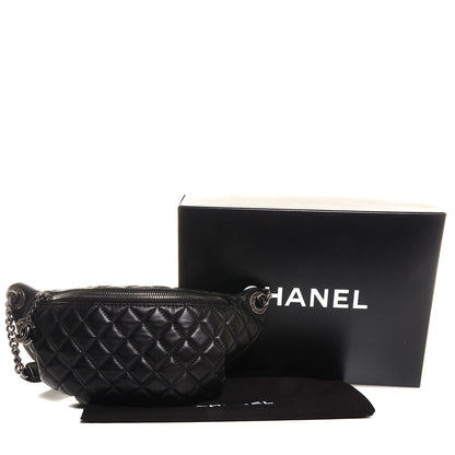 Chanel Lambskin Quilted Banane Waist Bag Fanny Pack Black 5 of 8