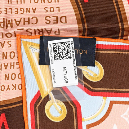 Louis Vuitton Silk Monogram Minimalle Square Scarf Marron 3 of 3