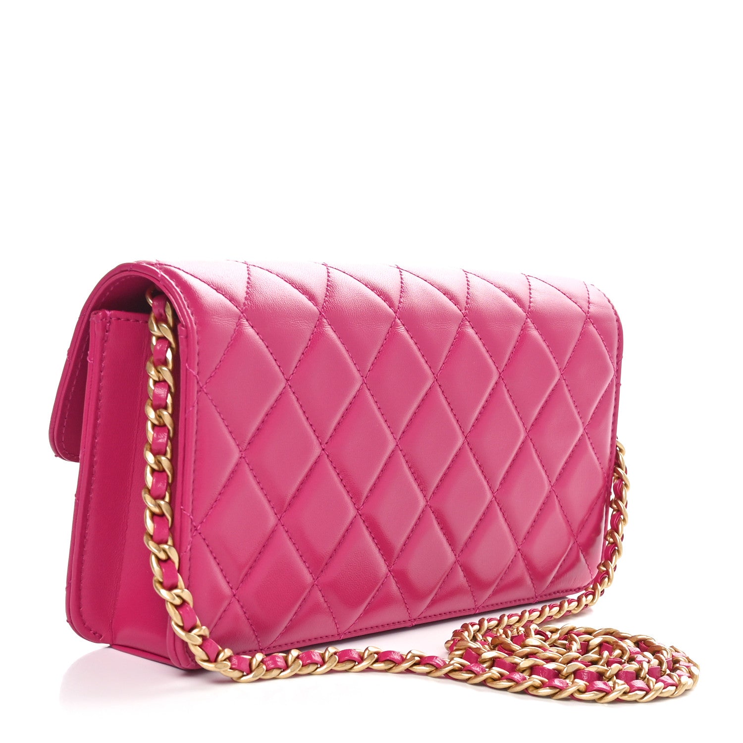 Chanel Shiny Lambskin Quilted Flap Clutch Bag Dark Pink 3 of 11