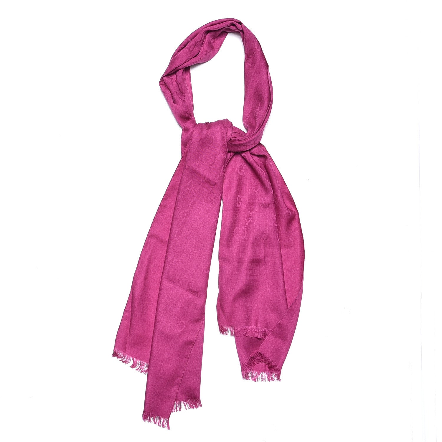 Gucci Wool Silk Monogram Scarf Fuchsia 1 of 5