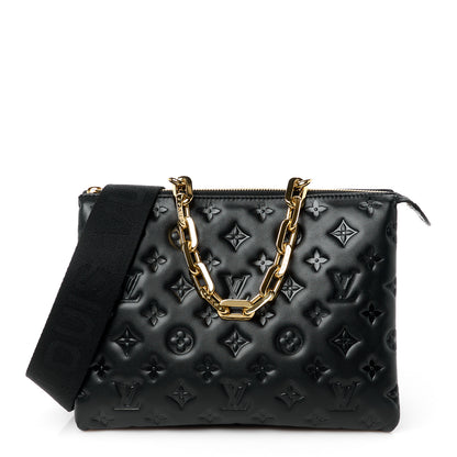 Louis Vuitton LOUIS VUITTON Lambskin Embossed Monogram Coussin PM Black 1 of 12
