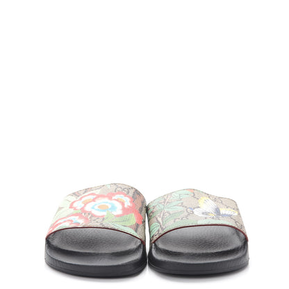Gucci GG Supreme Monogram Tian Print Slide Sandals 35 36 Black Ebony Multicolor 3 of 19
