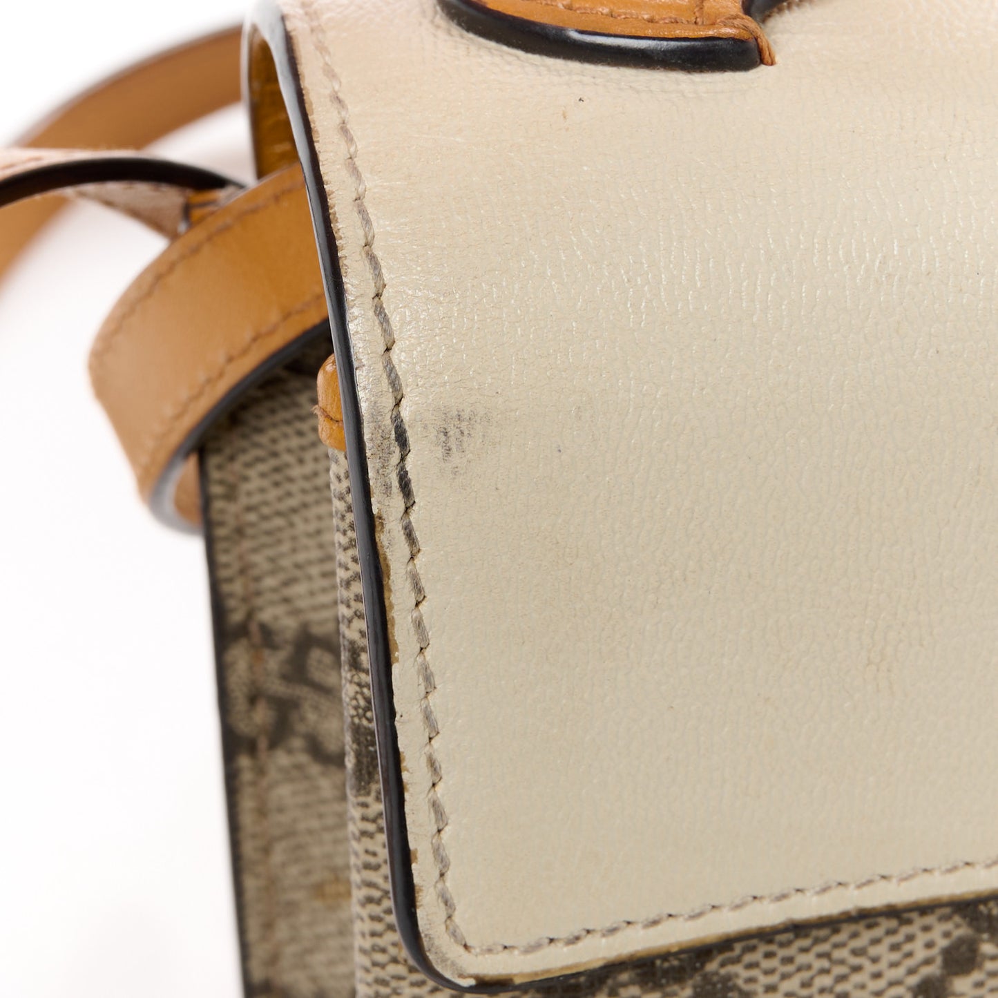 GG Supreme Monogram New Sakai Calfskin Mini Padlock Top Handle Shoulder Bag Beige Ebony Mystic White Sun Oil