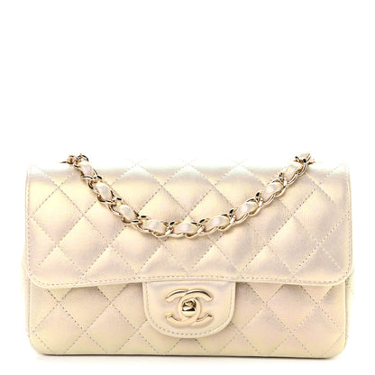 Chanel Iridescent Lambskin Quilted Mini Rectangular Flap Ivory 1 of 11