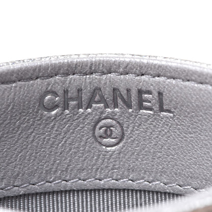 Chanel Glittered Metallic Caviar Quilted Card Holder Silver 6 of 9