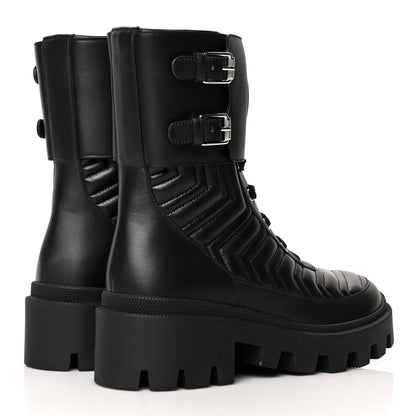 Gucci Nappa Frances GG Matelasse Platform Combat Boots 38 Black 4 of 7