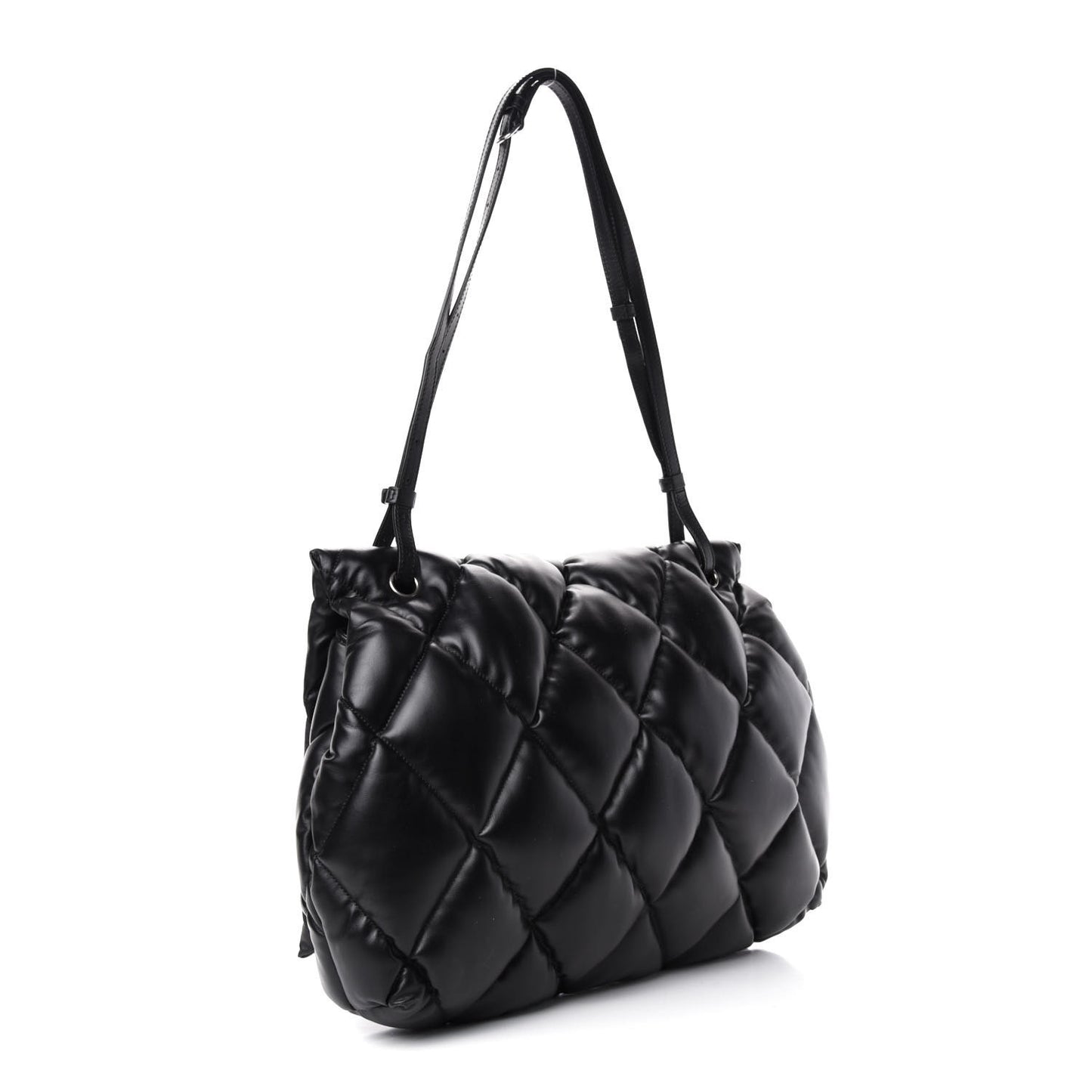 Nappa Calfskin Quilted Large Touch Shoulder Bag Black