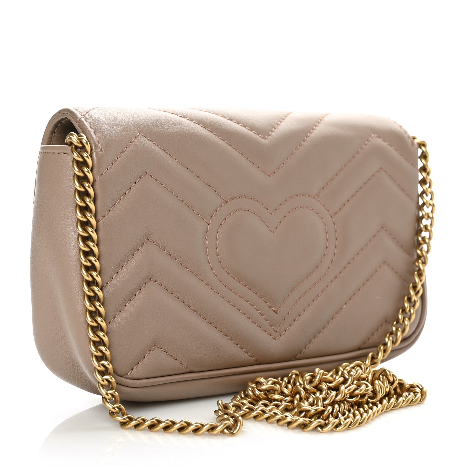 Gucci Calfskin Matelasse Super Mini GG Marmont Shoulder Bag Porcelain Rose 3 of 9