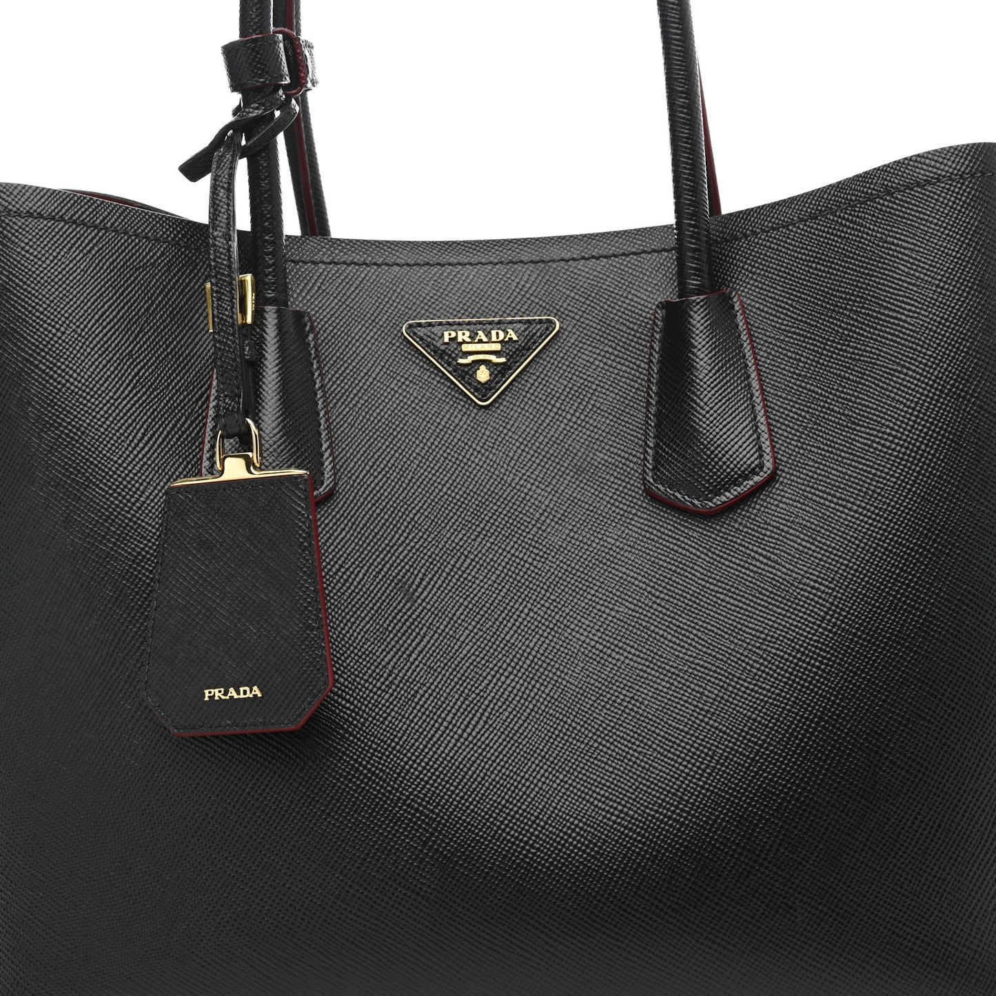 Saffiano Cuir Medium Double Bag Black Fuoco
