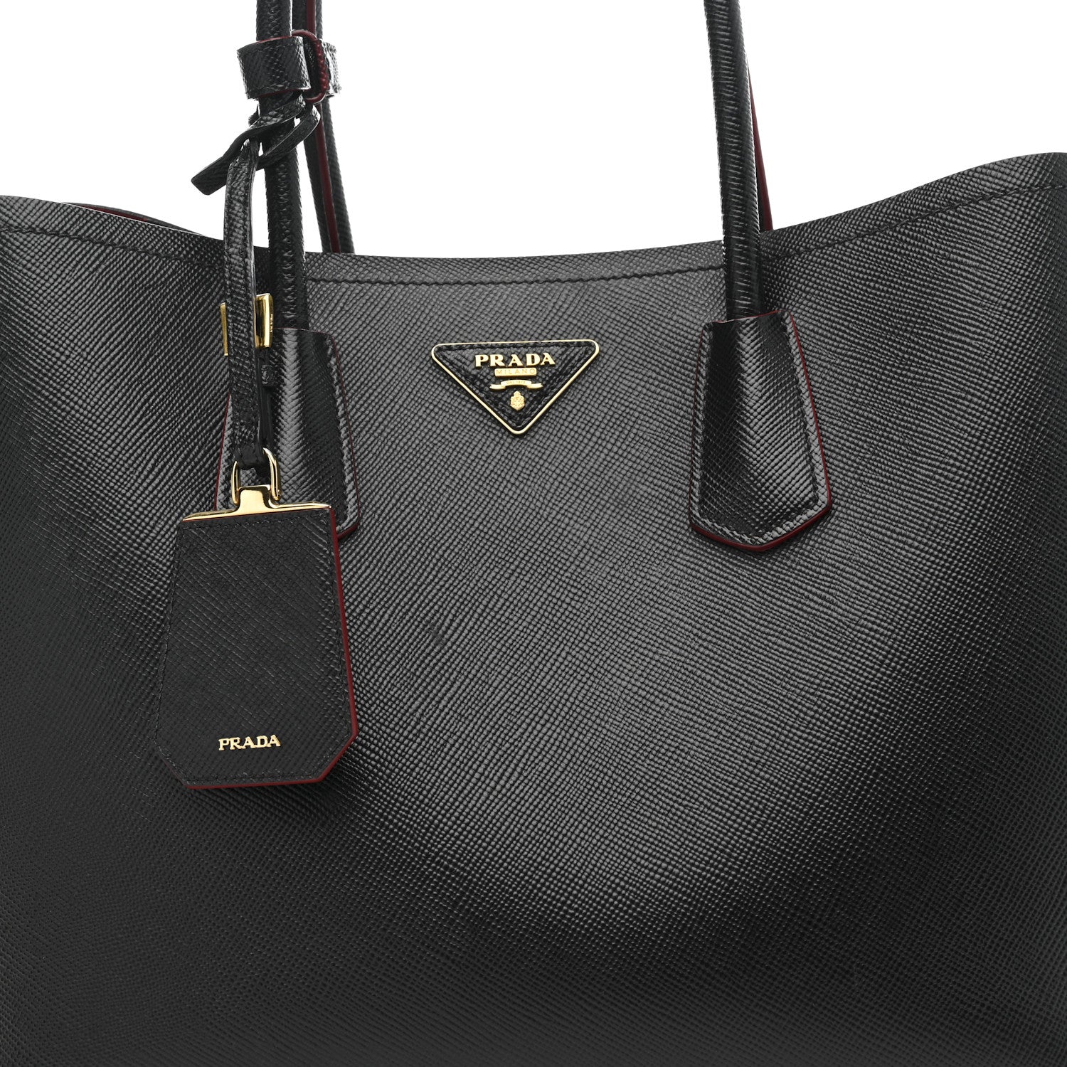 Prada Saffiano Cuir Medium Double Bag Black Fuoco 9 of 13