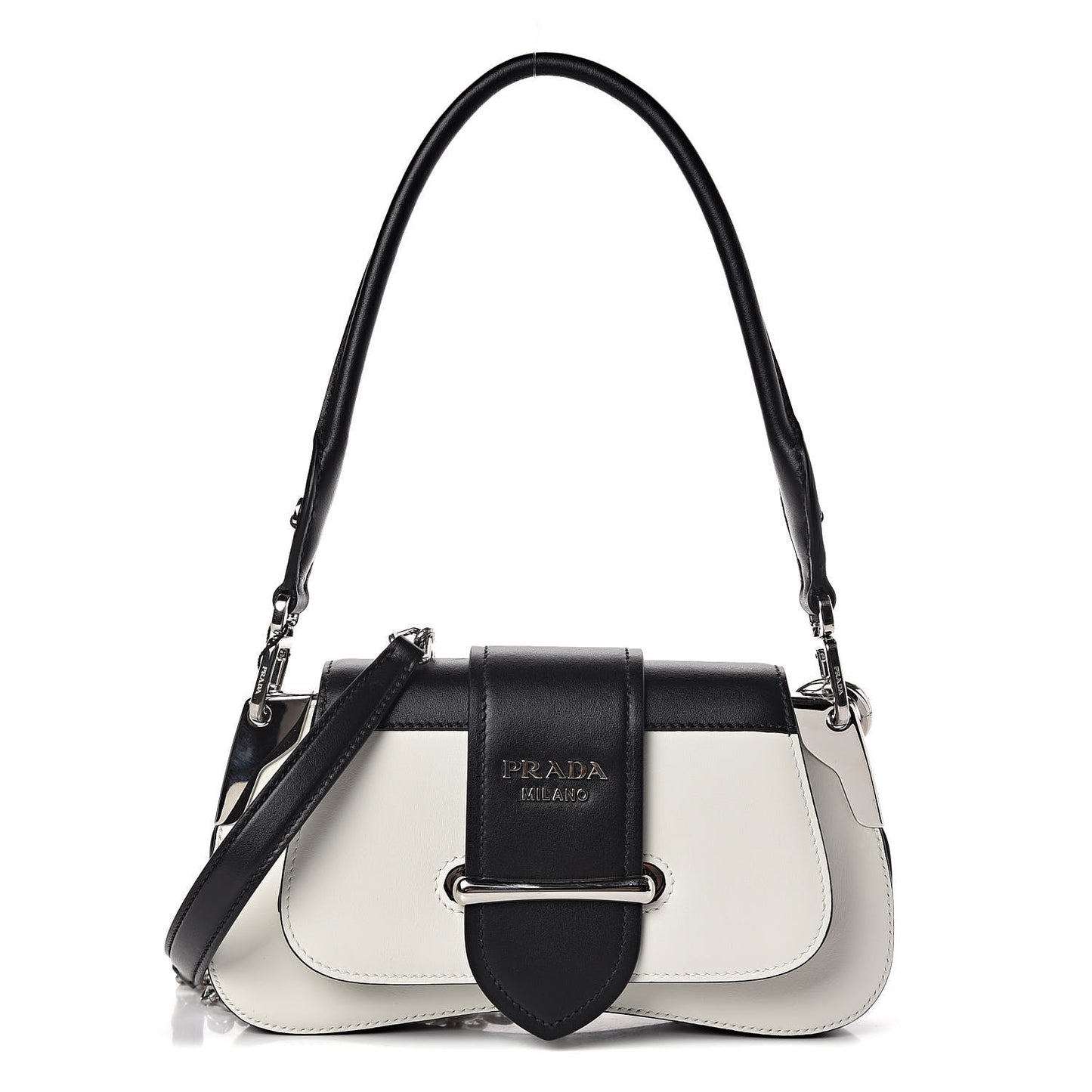City Calfskin Small Sidonie Shoulder Bag White Black
