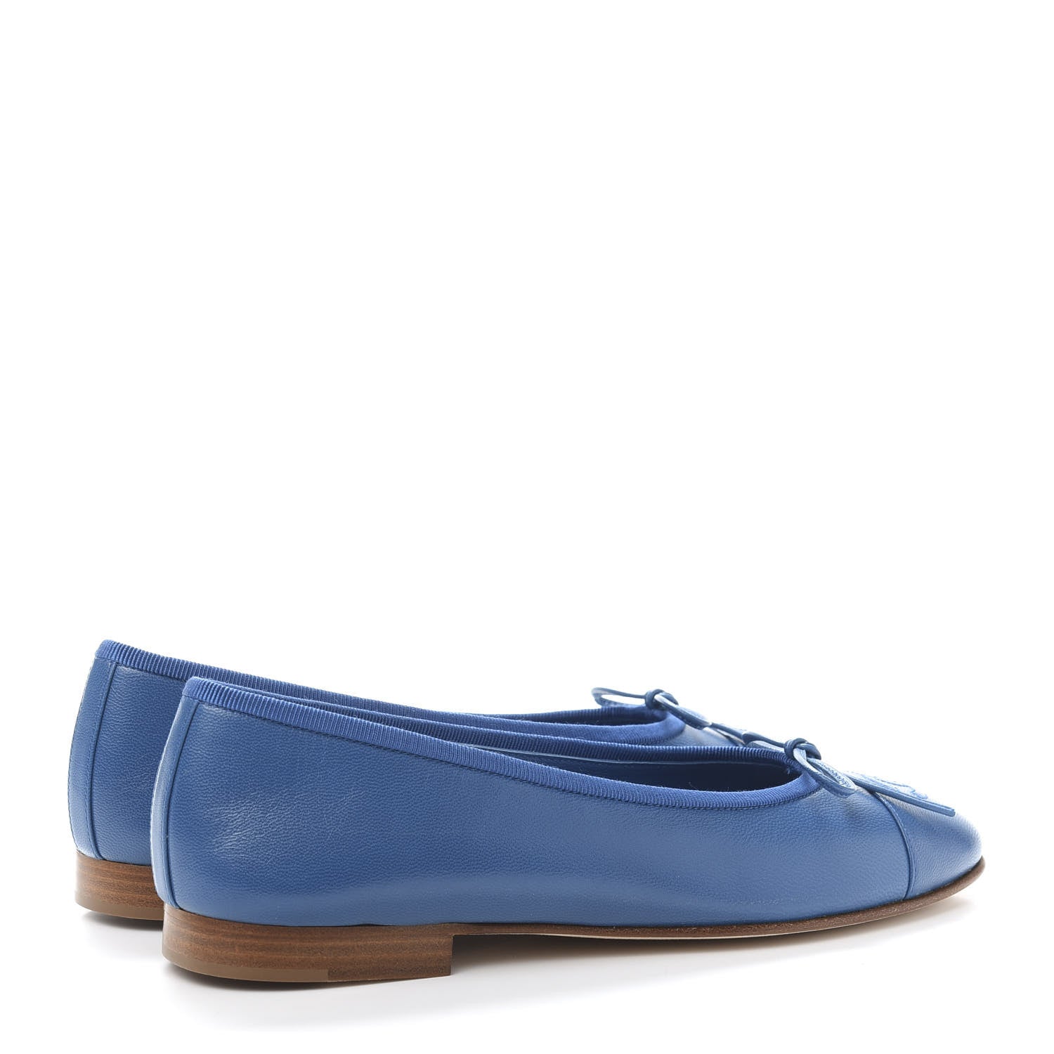 Chanel Goatskin Cap Toe CC Ballerina Flats 37.5 Blue 4 of 9