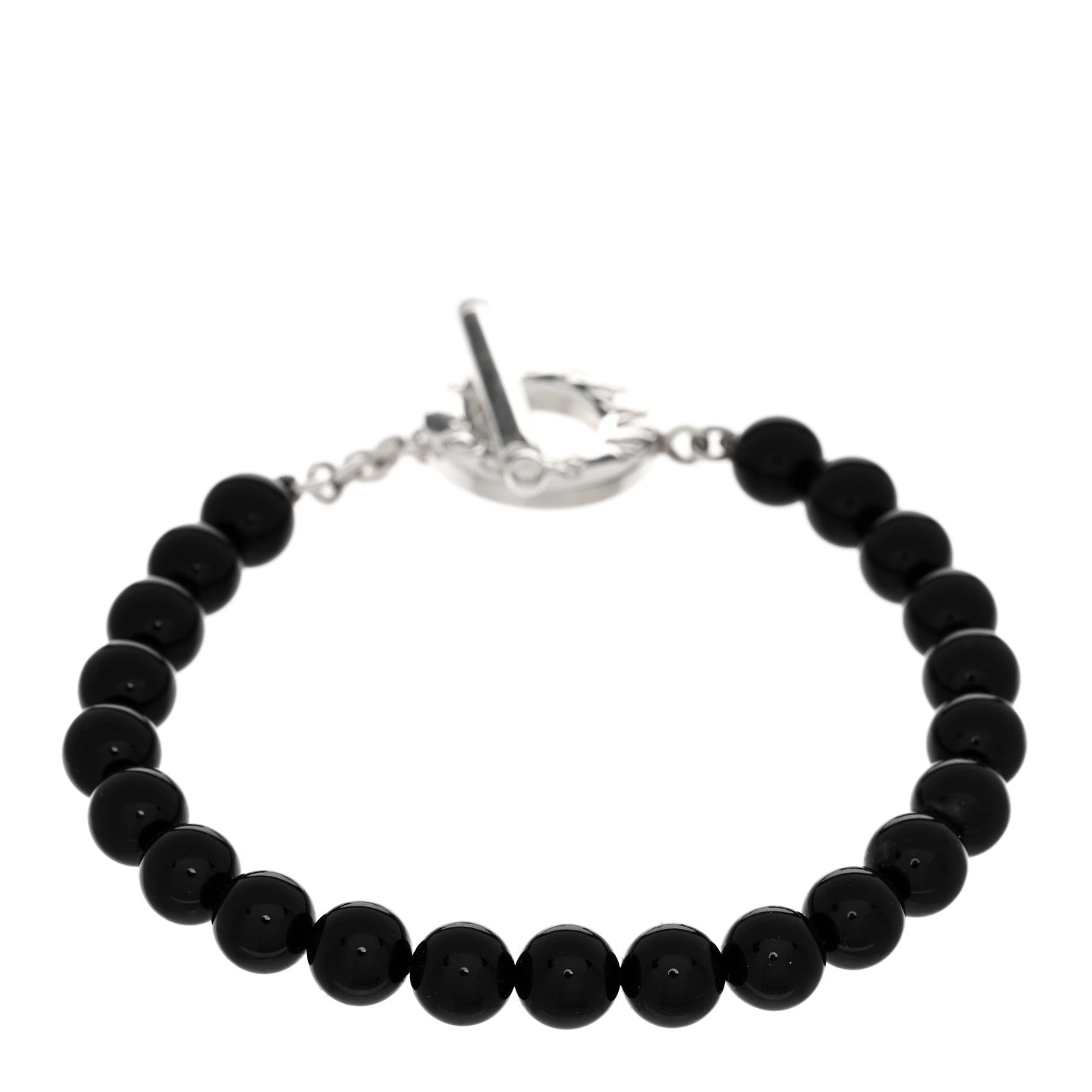Tiffany Sterling Silver Black Onyx Bead Toggle Bracelet 2 of 3