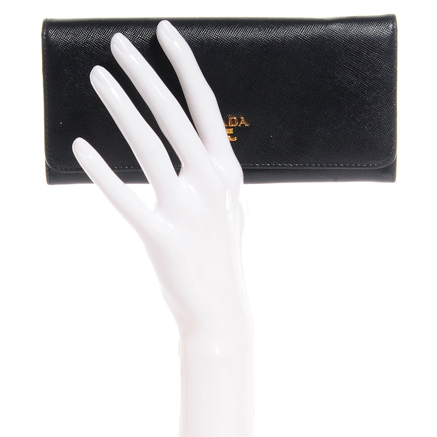 Saffiano Metal Continental Flap Wallet Nero Black