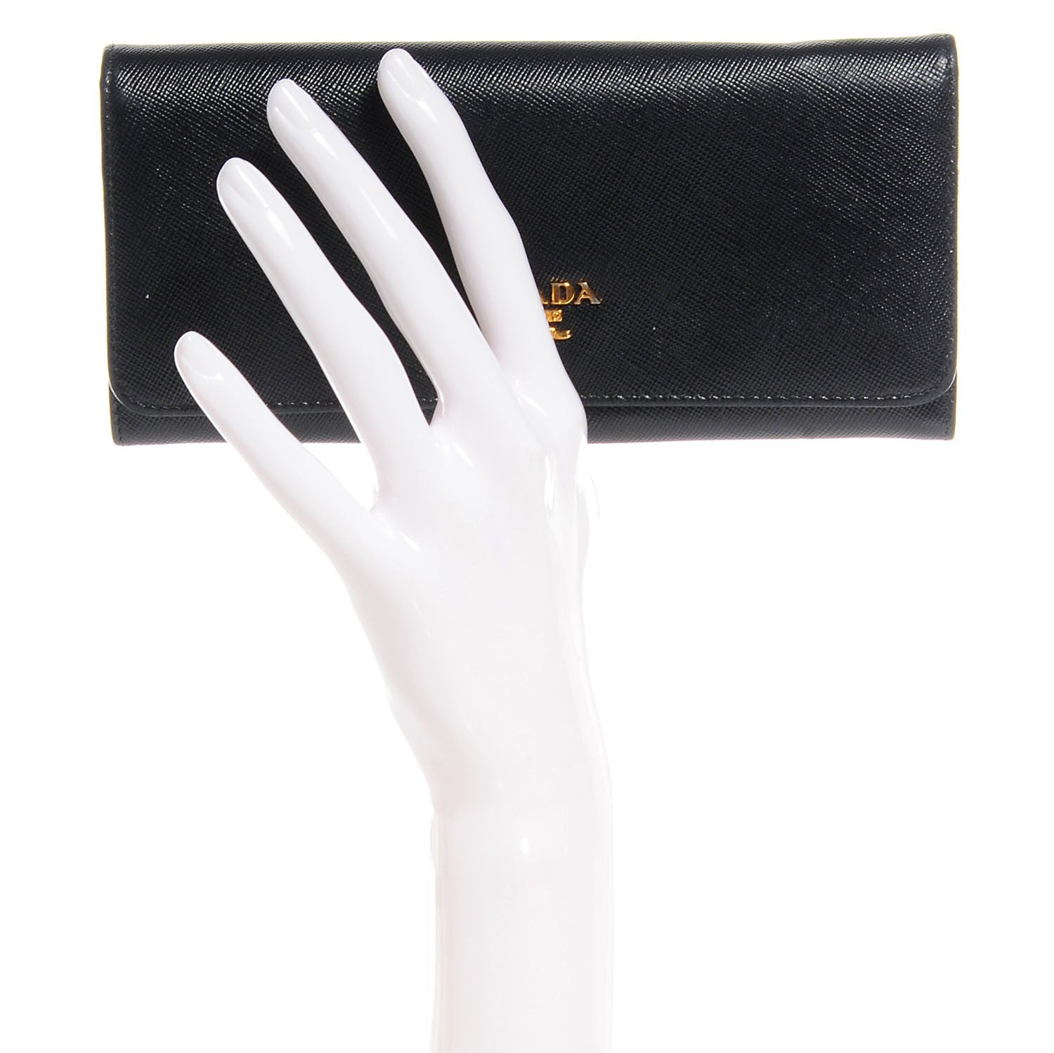 Prada Saffiano Metal Continental Flap Wallet Nero Black 2 of 8