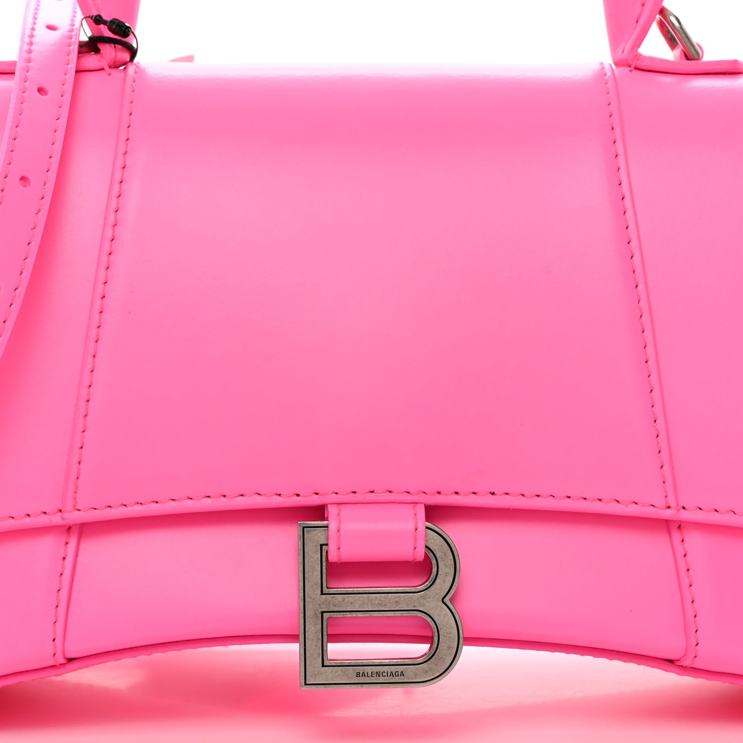 Shiny Box Calfskin Small Hourglass Top Handle Bag Fluo Pink
