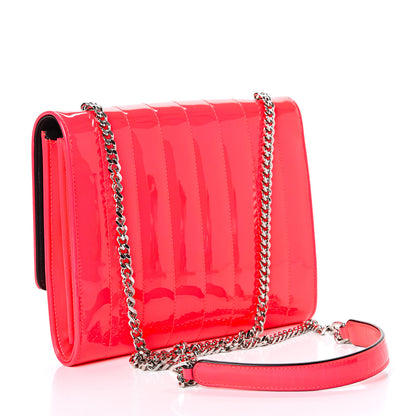 Saint Laurent Patent Calfskin Matelasse Monogram Vicky Chain Wallet Neon Pink 2 of 11