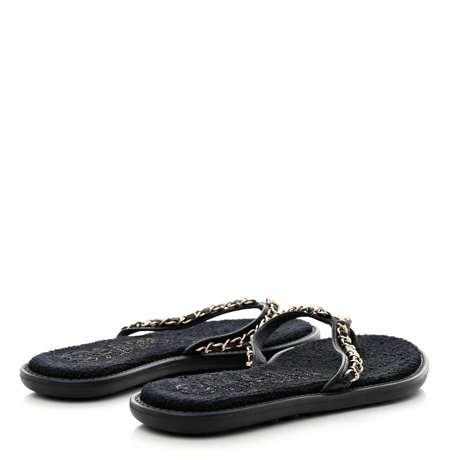 Chanel Lambskin CC Chain Thong Sandals 39 Black 4 of 8
