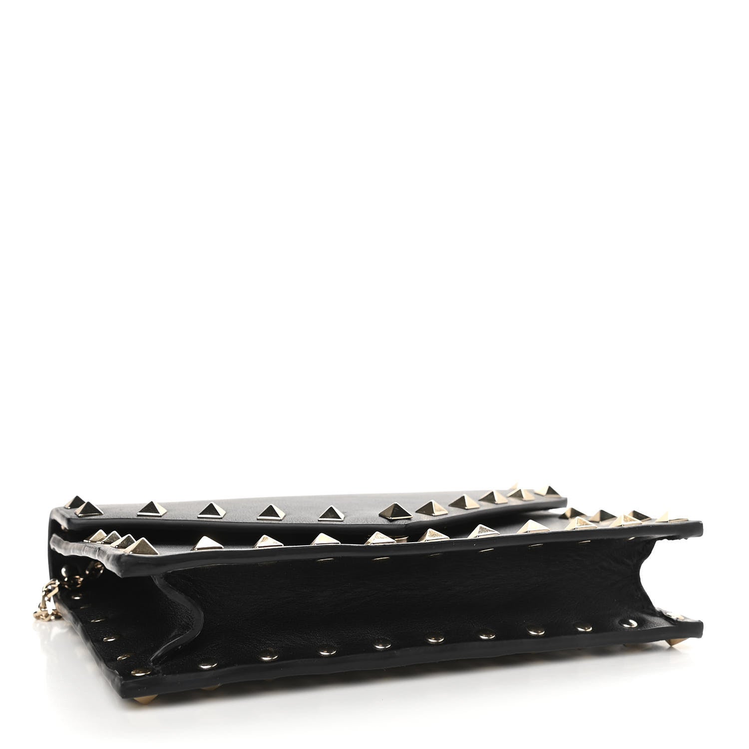 Valentino Garavani Vitello Rockstud Envelope Wallet on Chain Black 4 of 10