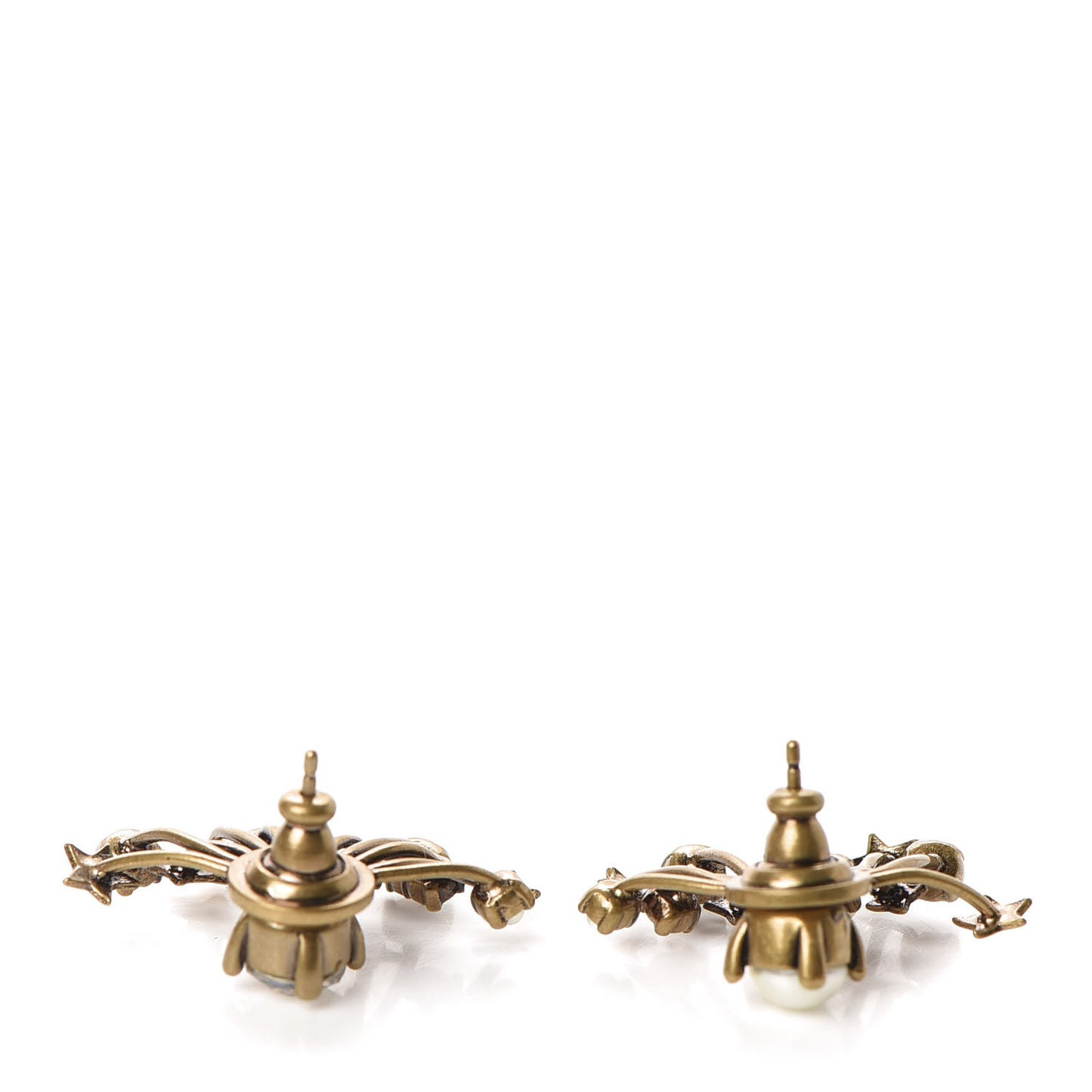 Crystal Pearl Star Earrings Aged Gold