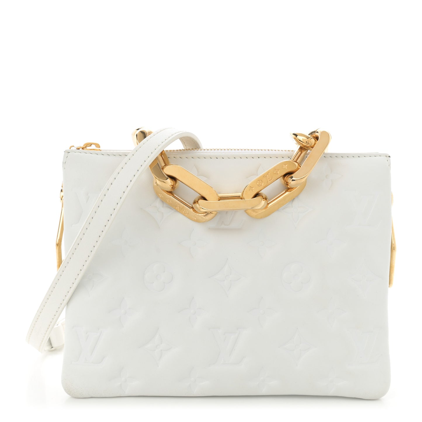 Lambskin Embossed Monogram Coussin BB White