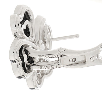 Van Cleef & Arpels 18K White Gold Diamond Black Onyx Small Cosmos Earrings 4 of 5