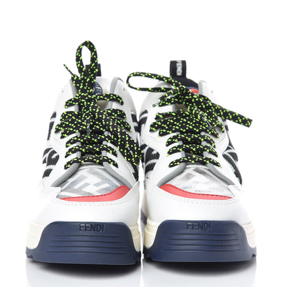 Fendi Vitello Mesh Lycra FF T-Rex Sneakers 35.5 Ultra White Black Giallo Fluo 2 of 10