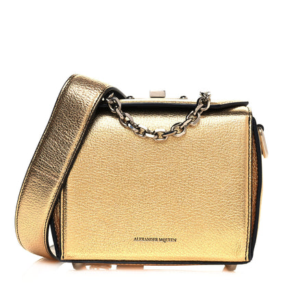 Alexander McQueen Metallic Fine Grain Goatskin Box Shoulder Bag 19 Gold 1 of 9