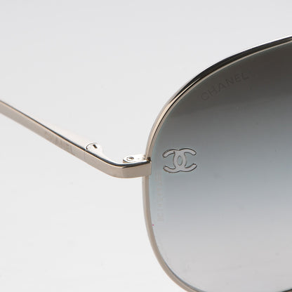 Chanel CC Aviator Sunglasses 4189-TQ Silver 7 of 9