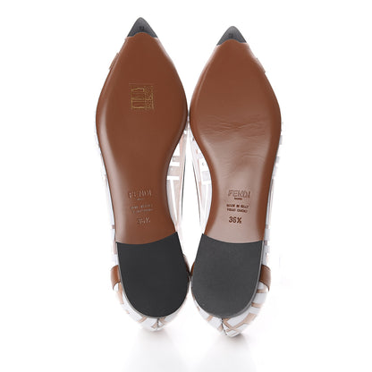 Fendi PVC Calfskin FF Colibri Ballerina Flats 36.5 White Cuoio 5 of 7
