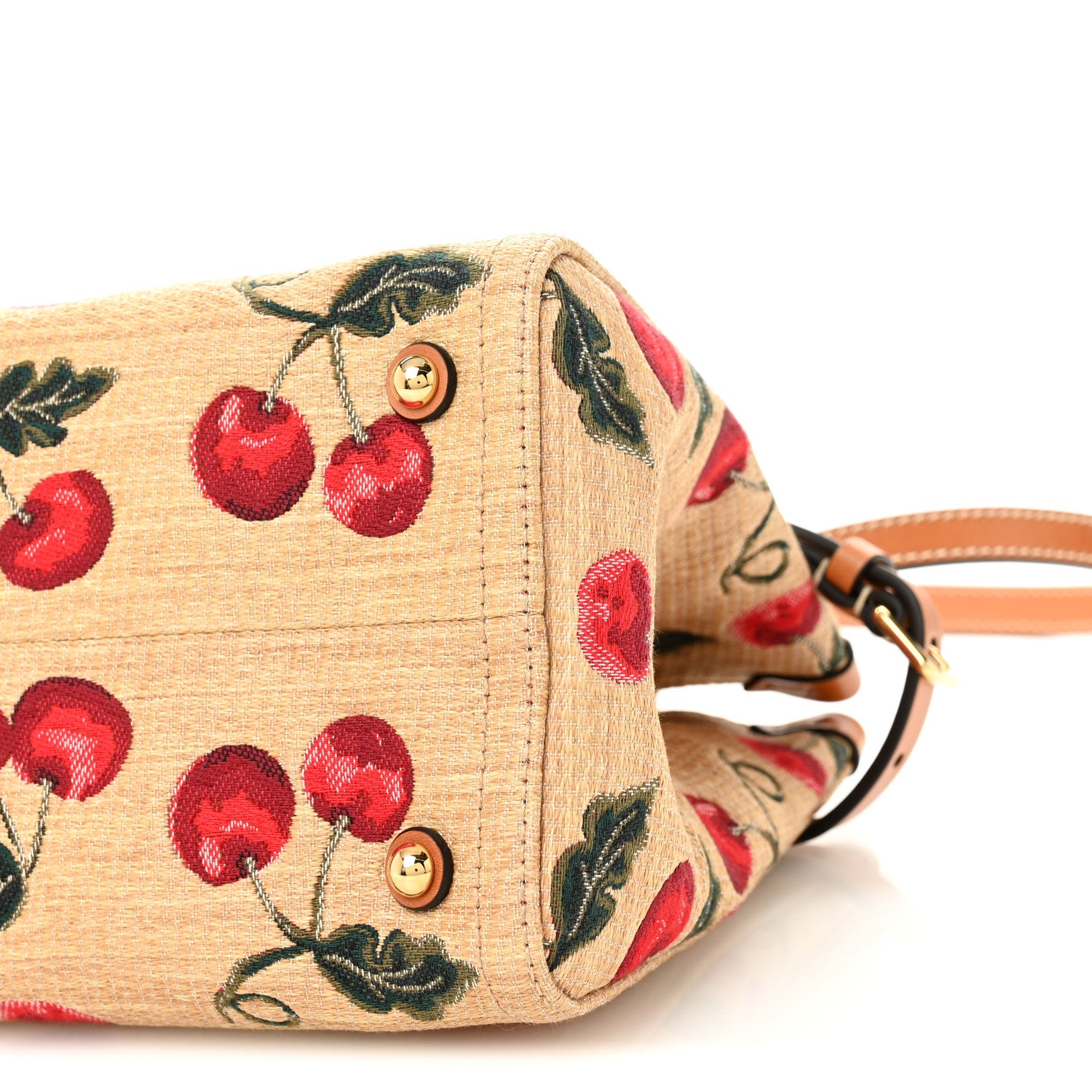 Valentino Garavani Jacquard Raffia Cherrfic Small Vlogo Antibes Shopping Bag Natural Red 9 of 9