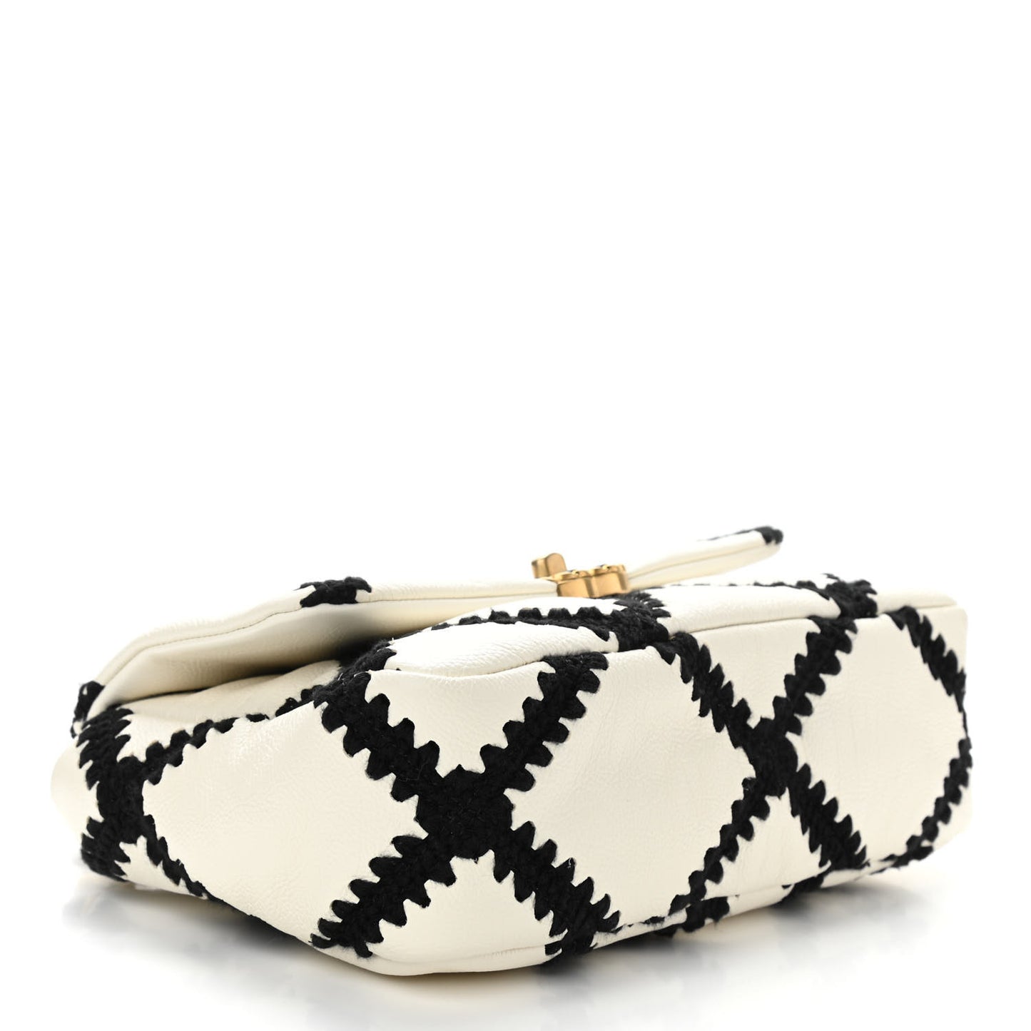 Calfskin Crochet Medium Chanel 19 Flap White Black