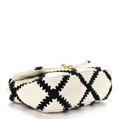 Chanel Calfskin Crochet Medium Chanel 19 Flap White Black 4 of 11